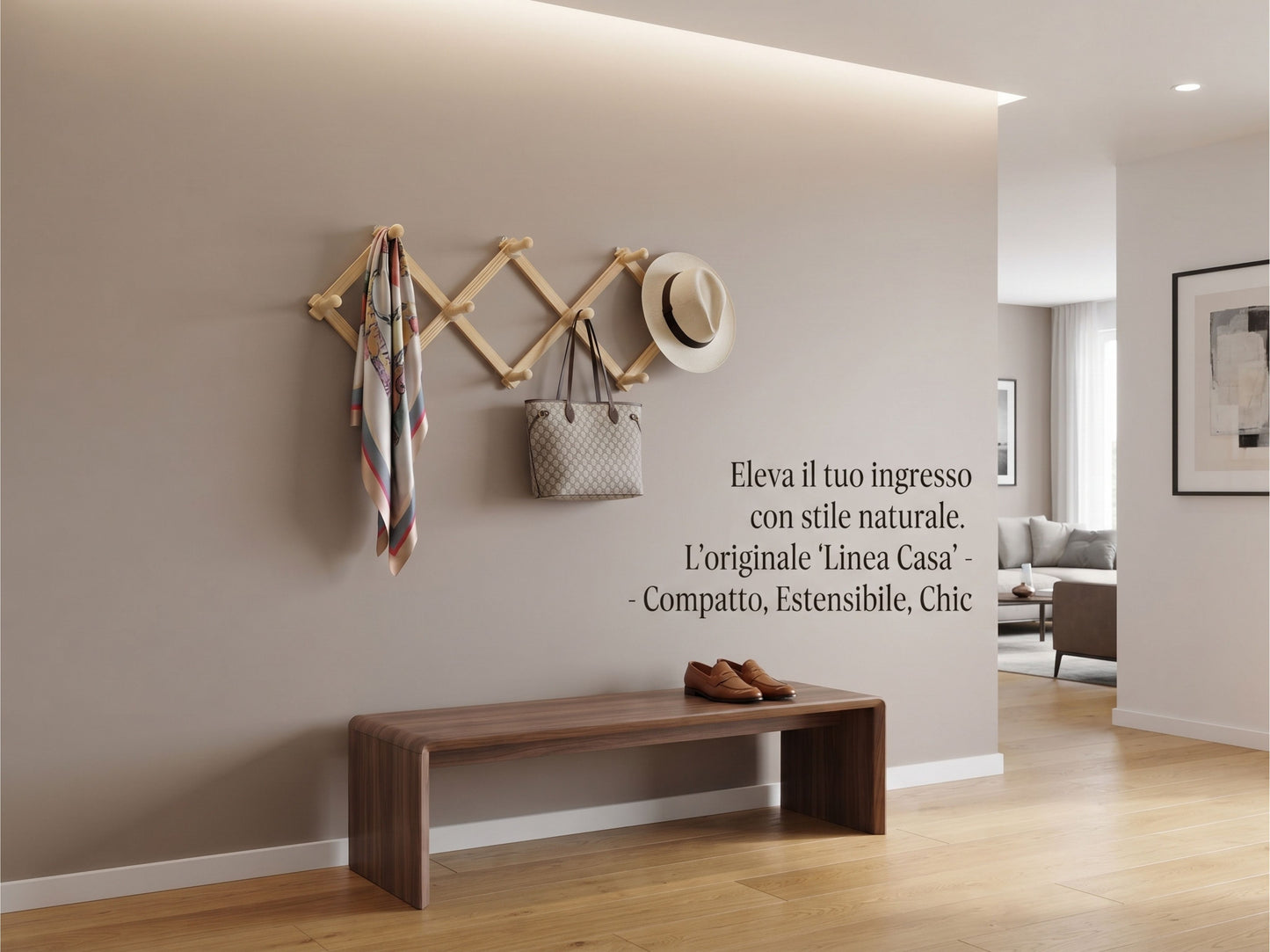 Appendiabiti estensibile a fisarmonica in legno - 45 cm
