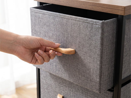 Cassettiera Alta 4 Cassetti in Tessuto e Legno - Mobile Organiser Salvaspazio, 40x30x94 cm