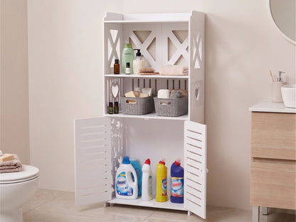 Mobiletto Organizzatore - Armadietto Multiuso con Ante e Ripiani a Vista (40x90x25 cm)