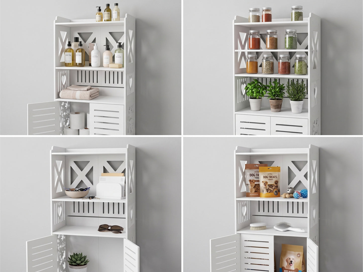 Mobiletto Organizzatore - Armadietto Multiuso con Ante e Ripiani a Vista (40x90x25 cm)