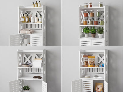 Mobiletto Organizzatore - Armadietto Multiuso con Ante e Ripiani a Vista (40x90x25 cm)
