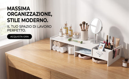 Organizer da Scrivania e Supporto Laptop 49x20x10cm - Bianco