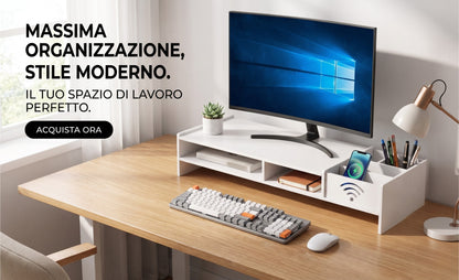 Organizer da Scrivania e Supporto Laptop 49x20x10cm - Bianco