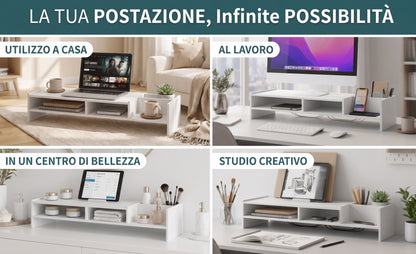 Organizer da Scrivania e Supporto Laptop 49x20x10cm - Bianco