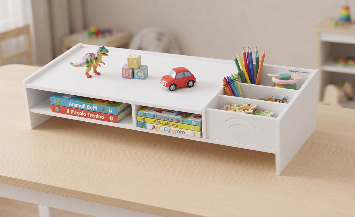 Organizer da Scrivania e Supporto Laptop 49x20x10cm - Bianco