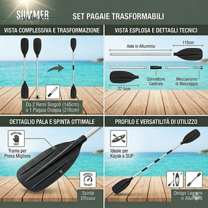 Coppia di Remi/Pagaia in Alluminio Hydro-Force (145/218 cm)