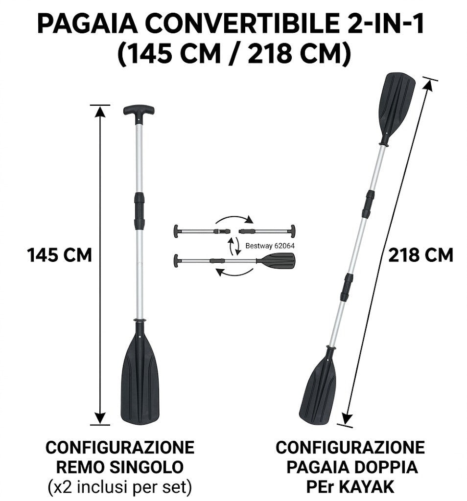 Coppia di Remi/Pagaia in Alluminio Hydro-Force (145/218 cm)