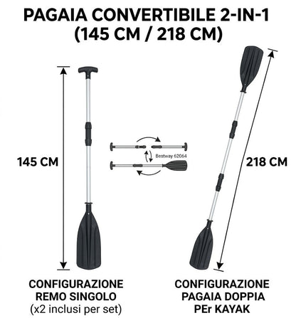 Coppia di Remi/Pagaia in Alluminio Hydro-Force (145/218 cm)