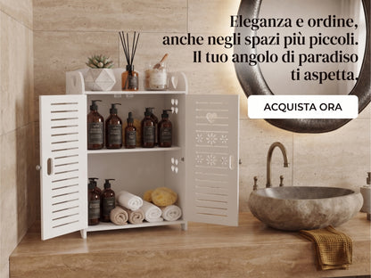 Mobiletto Armadietto con Ante - Scaffale Salvaspazio a 2 Ripiani (34x62x14cm)