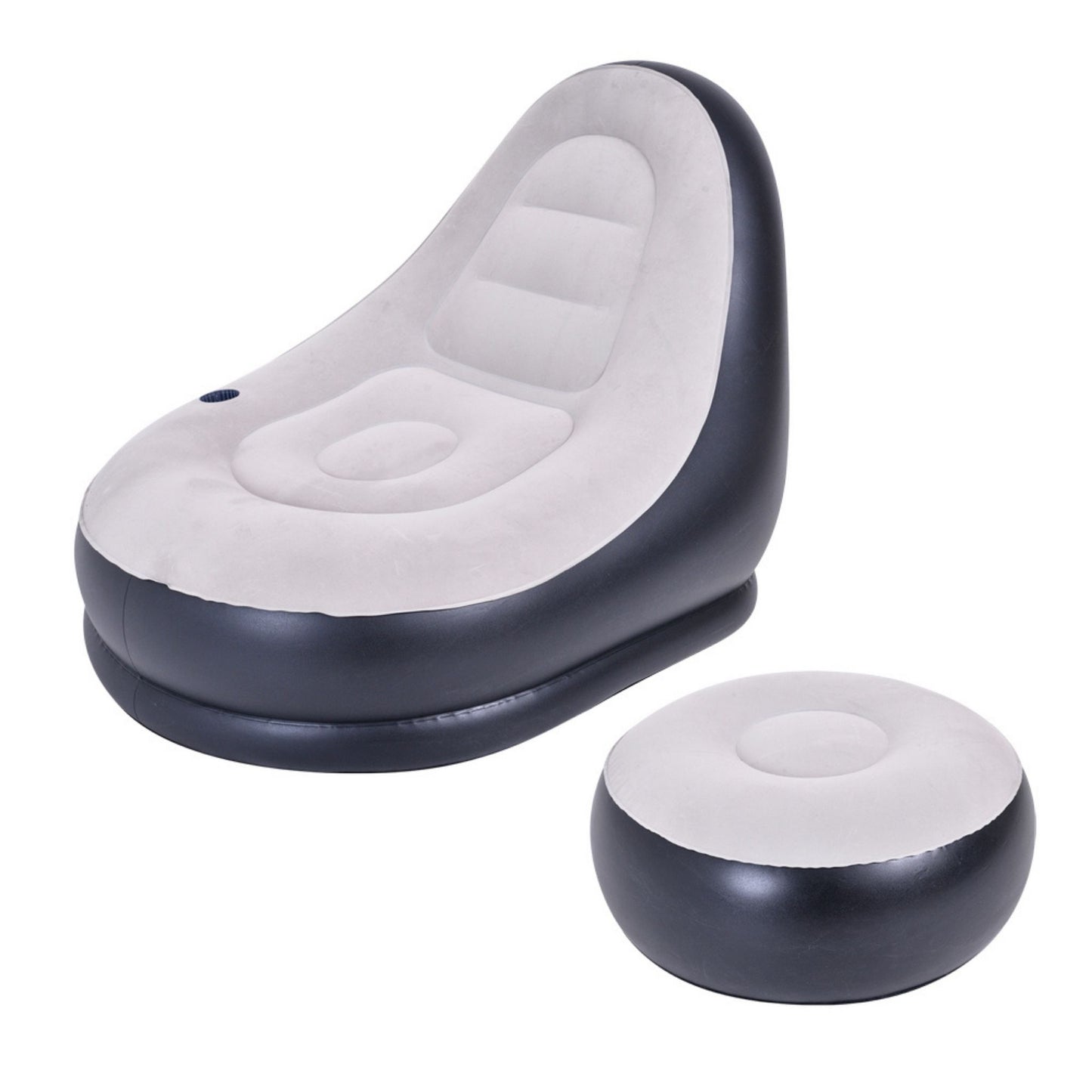Poltrona gonfiabile con pouf poggiapiedi