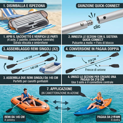 Coppia di Remi/Pagaia in Alluminio Hydro-Force (145/218 cm)