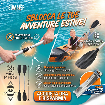 Coppia di Remi/Pagaia in Alluminio Hydro-Force (145/218 cm)