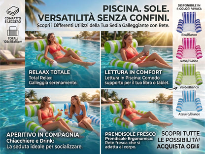 Amaca Galleggiante Pieghevole per Piscina e Mare con Rete Traspirante