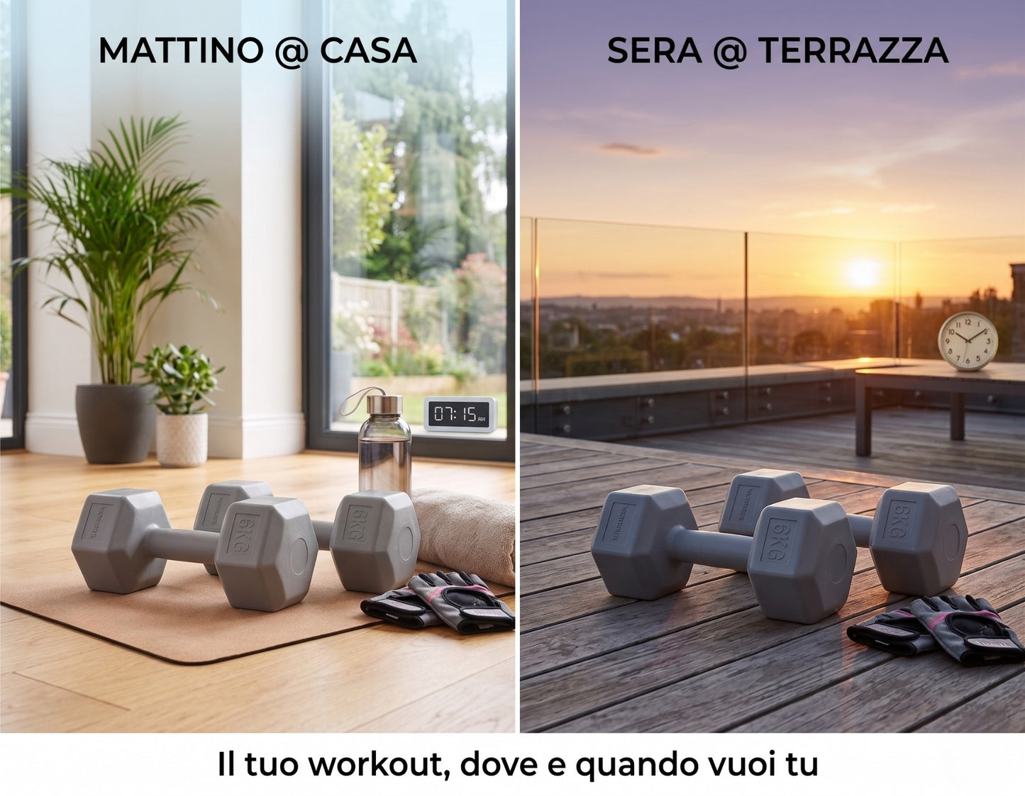 Manubrio Esagonale in Polietilene 6 kg – Grigio – Ideale per Home Gym