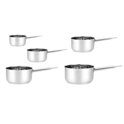 Set 5 Casseruole in Acciaio Inox - Pentole Professionali con Manico Lungo, 12-20 cm