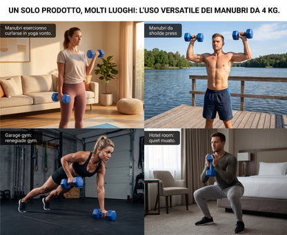 Manubrio Esagonale 4 Kg Blu in Polietilene per Fitness e Allenamento a Casa