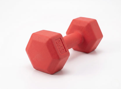 Manubrio Esagonale 3 Kg Rosso in Polietilene per Fitness e Allenamento a Casa