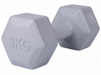 Manubrio Esagonale 5 Kg Grigio in Polietilene per Fitness e Allenamento a Casa