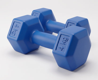 Manubrio Esagonale 4 Kg Blu in Polietilene per Fitness e Allenamento a Casa