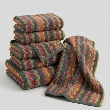 Set 6 Asciugamani in Spugna di Cotone - Fantasia Multicolore 50x100 cm
