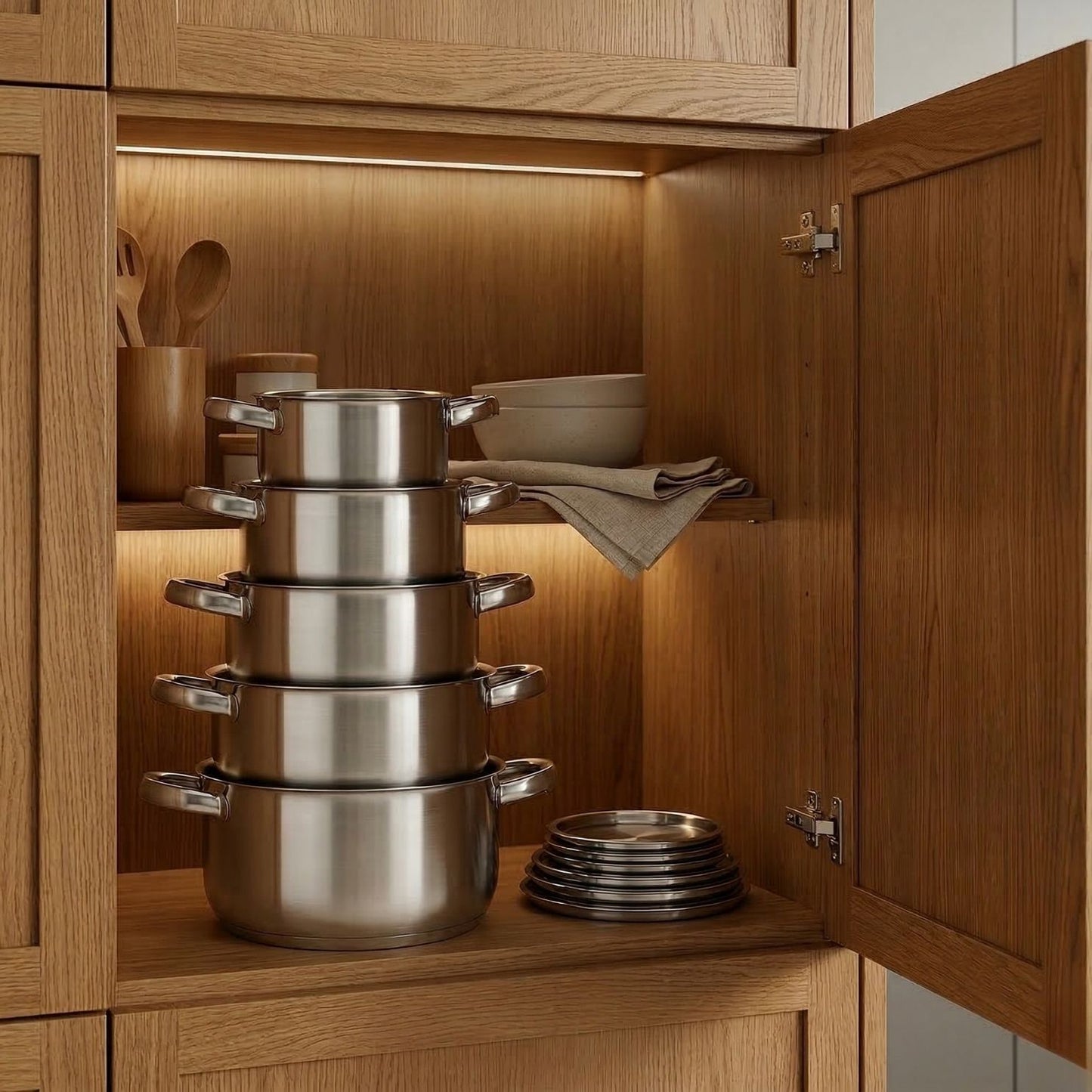 Set 5 Casseruole in Acciaio Inox con 2 Manici - Misure da 12 a 20 cm