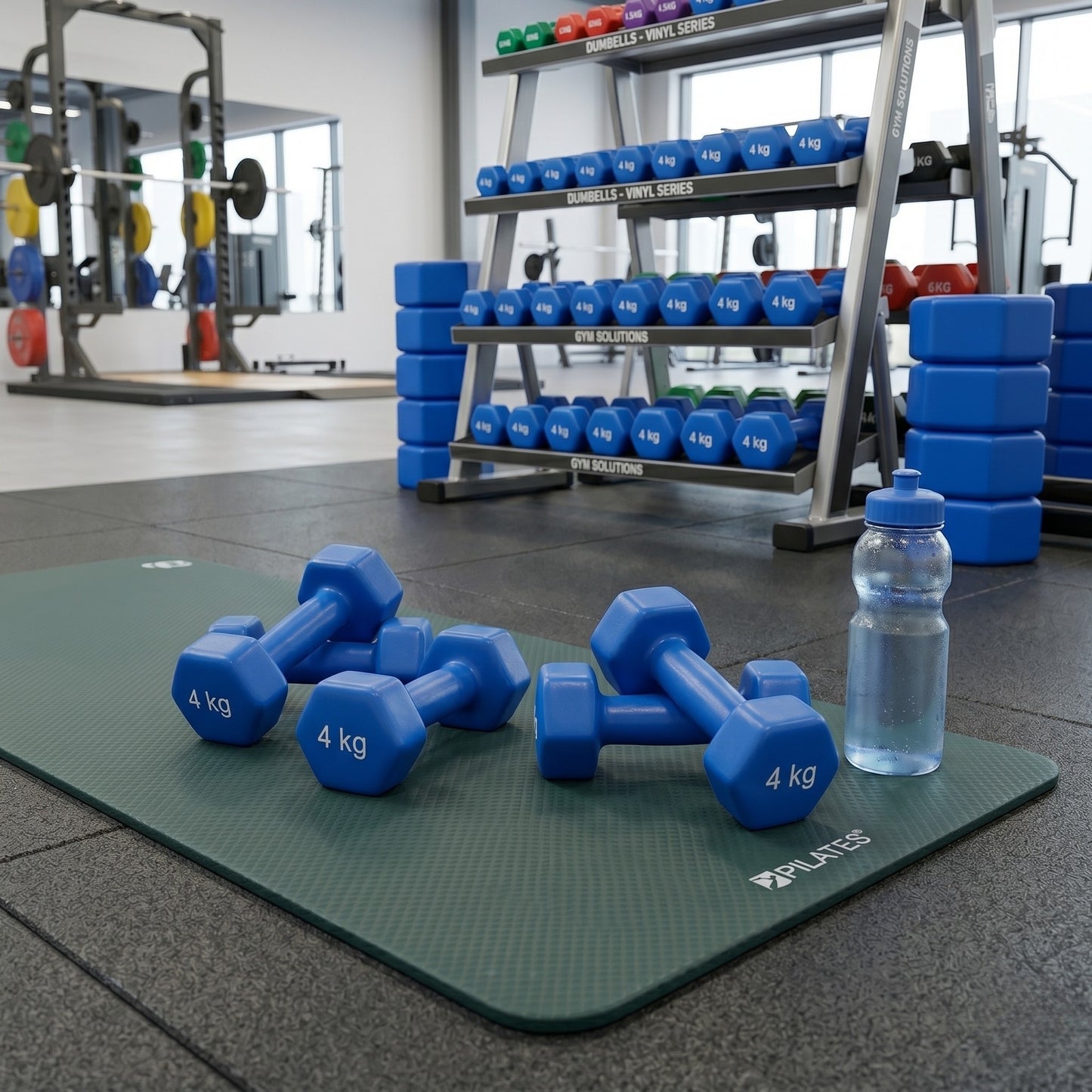 Manubrio Esagonale 4 Kg Blu in Polietilene per Fitness e Allenamento a Casa