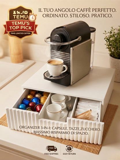 Organizer Portacialde Bianco a 3 Scomparti con Frontale Cannettato - 30x30x10 cm