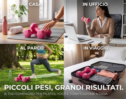 Manubrio Fitness Esagonale 1 kg Rivestito in Polietilene - Rosa