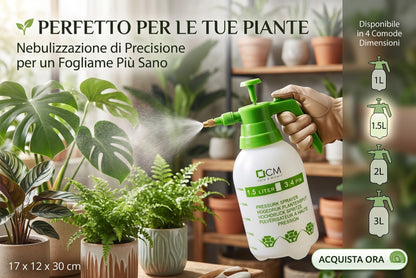 Nebulizzatore a Pressione Manuale con Ugello Regolabile per Piante e Giardino