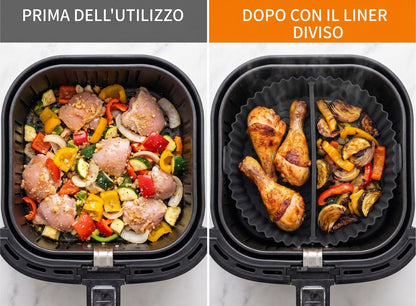 Cestello in Silicone Doppio per Friggitrice ad Aria con Separatore (21x20 cm)
