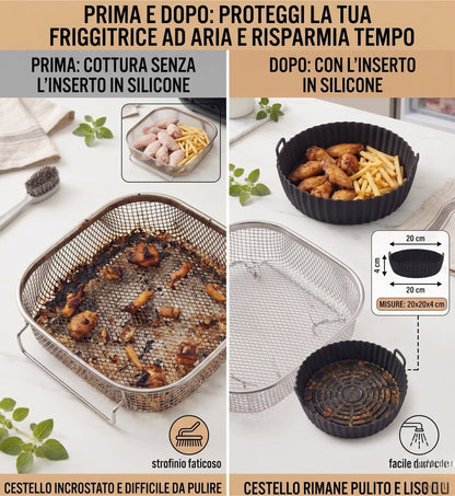 Cestello Universale in Silicone per Friggitrice ad Aria e Forno - 20x20x4 cm