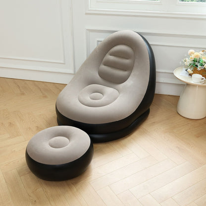 Poltrona gonfiabile con pouf poggiapiedi