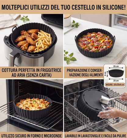Cestello Universale in Silicone per Friggitrice ad Aria e Forno - 20x20x4 cm