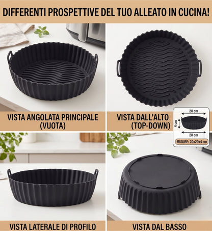 Cestello Universale in Silicone per Friggitrice ad Aria e Forno - 20x20x4 cm