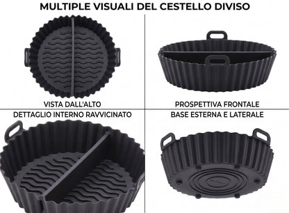 Cestello in Silicone Doppio per Friggitrice ad Aria con Separatore (21x20 cm)