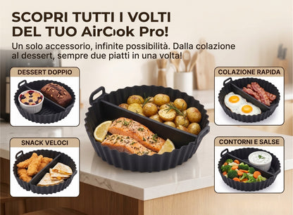 Cestello in Silicone Doppio per Friggitrice ad Aria con Separatore (21x20 cm)