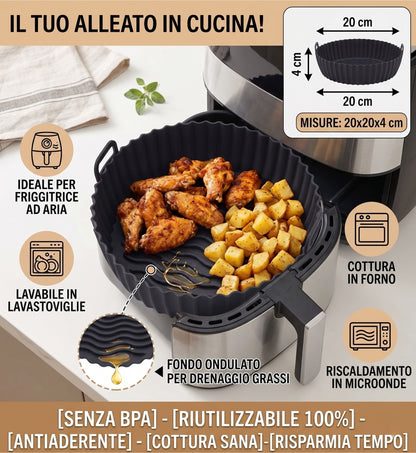 Cestello Universale in Silicone per Friggitrice ad Aria e Forno - 20x20x4 cm