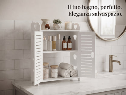 Mobiletto Armadietto con Ante - Scaffale Salvaspazio a 2 Ripiani (34x62x14cm)