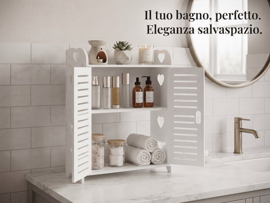 Mobiletto Armadietto con Ante - Scaffale Salvaspazio a 2 Ripiani (34x62x14cm)