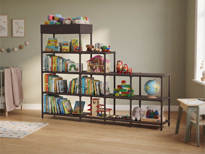 Libreria a Gradini Design Moderno - Scaffale Multiuso Salvaspazio in Metallo e Legno