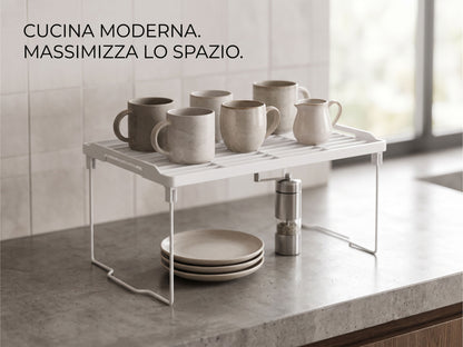 Ripiano Salvaspazio Maxi per Armadietti e Dispensa, Bianco - 38x23x17 cm