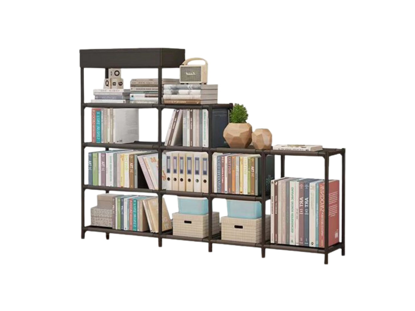 Libreria a Gradini Design Moderno - Scaffale Multiuso Salvaspazio in Metallo e Legno