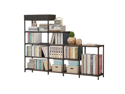 Libreria a Gradini Design Moderno - Scaffale Multiuso Salvaspazio in Metallo e Legno