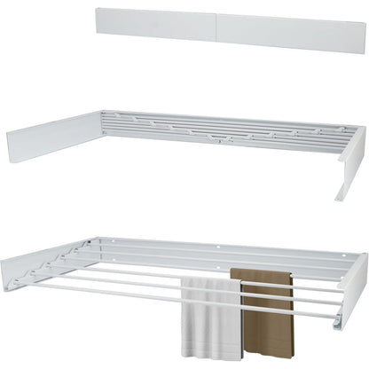 Stendibiancheria Parete Estraibile 80cm Metallo. Stendino a Scomparsa con Barre Scorrevoli e Asta Appendini. Stendipanni Salvaspazio Muro per Bagno e Lavanderia. Struttura Robusta Indoor.