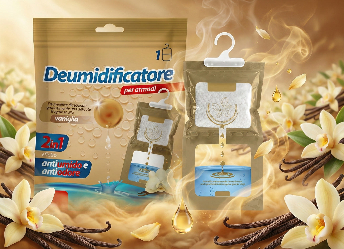 Set 6 Deumidificatore per Armadi da Appendere 2 in 1 Antiumido e Antiodore - 6 Fragranze