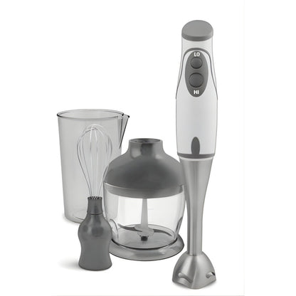 Frullatore a Immersione Multifunzione 3 in 1 – 450W Potente e Silenzioso, Lame in Acciaio Inox, 2 Velocità, con Contenitori e Frusta – Perfetto per Pappe, Salse, Frutta e Verdura
