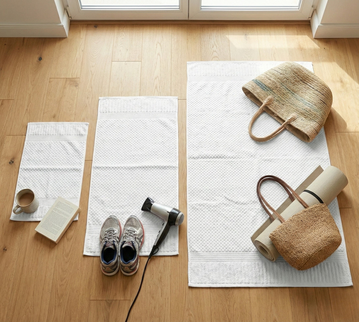 Set 5 Asciugamani Bianchi 500 GSM Cotone. Kit Bagno Hotel Spa: 1 Telo Doccia 90x140, 2 Viso 50x100, 2 Ospite 40x60. Spugna Bianca Assorbente Alta Qualità. Biancheria Casa Lussuosa Resistente.
