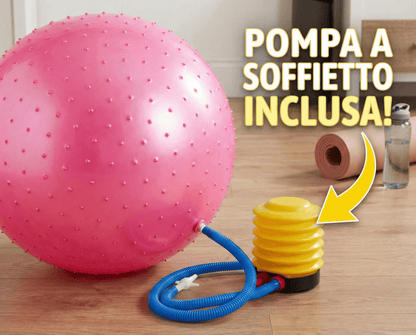 Palla Fitness Sensoriale con Punte (65-95 cm) + Pompa Inclusa - Gym Ball Massaggiante per Pilates, Yoga e Seduta Ergonomica