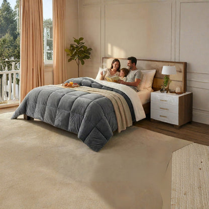 Un lussuoso copriletto spesso a doppio strato, caldo e accogliente per la biancheria da letto autunnale e invernale, realizzato in tessuto morbido e confortevole, lavabile in lavatrice e non include federe