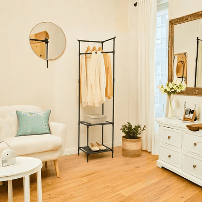 Appendiabiti Guardaroba in Metallo 180 cm con Ripiani – Stand Porta Abiti Salvaspazio, Stabile e Facile da Montare – Ideale per Camera, Ingresso, Cabina Armadio